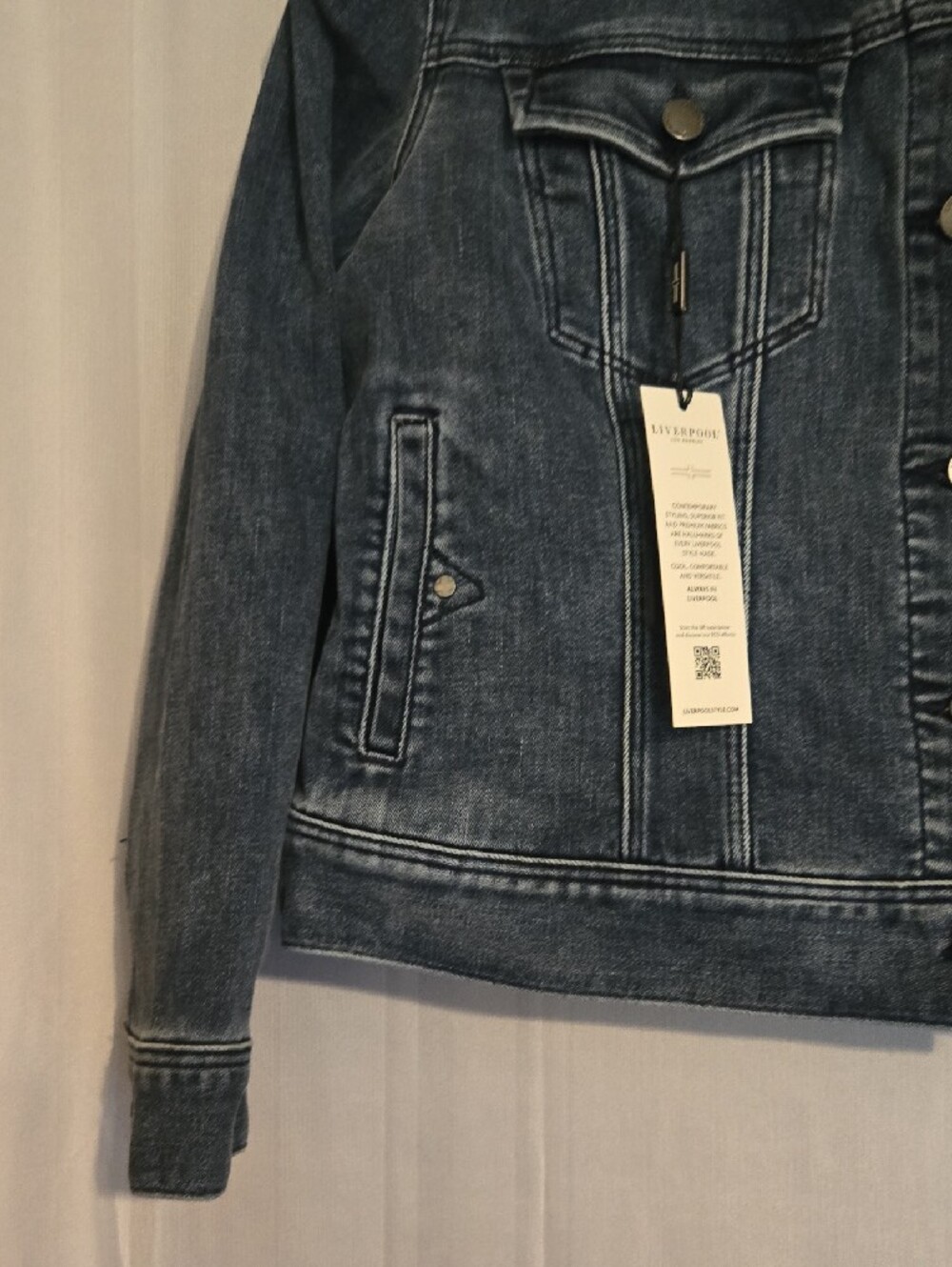 Liverpool Women's Stretch Denim Jacket Petite XL NWT - Picture 3 of 11